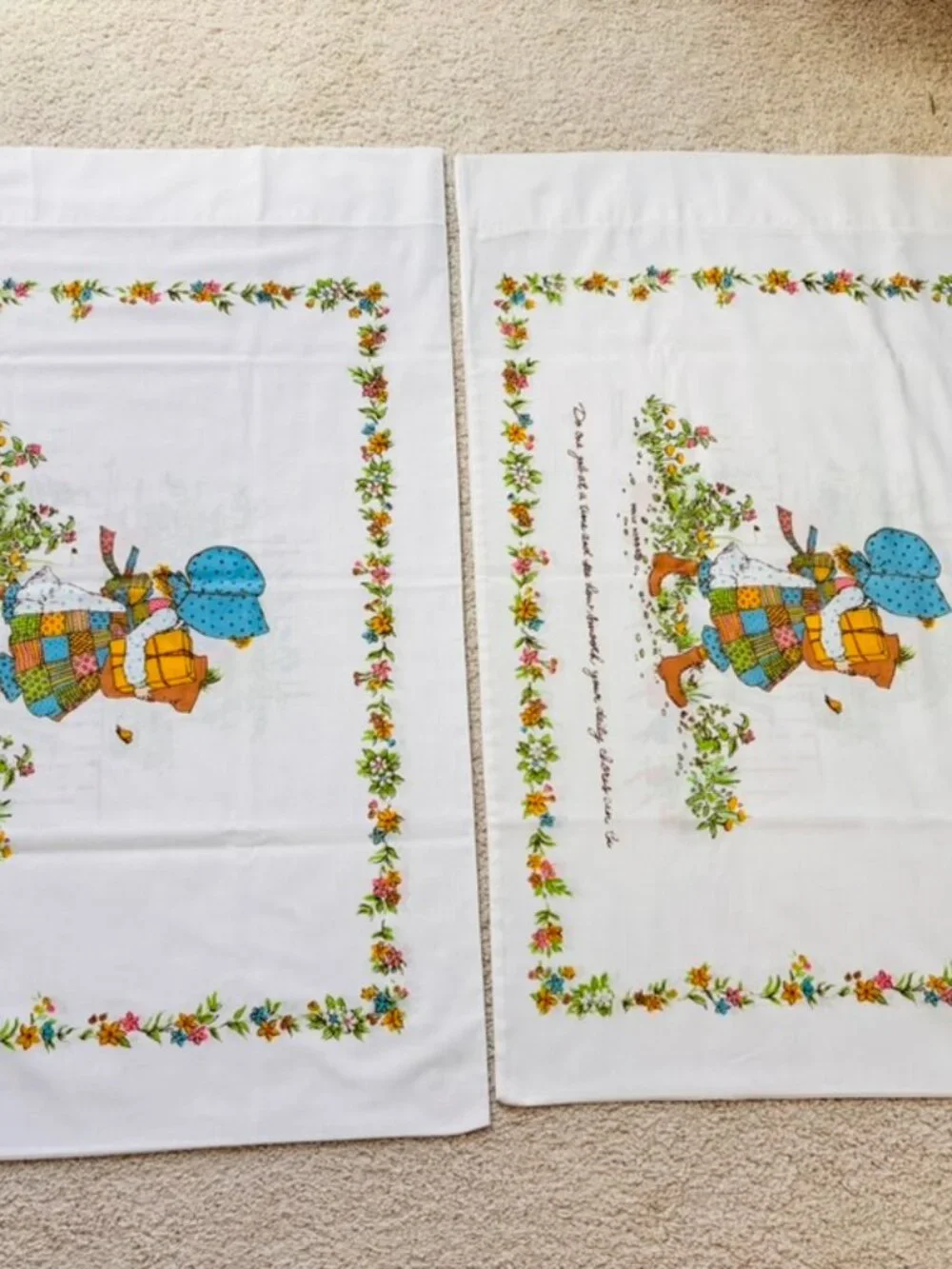 Set of Vintage 70's American Greetings Holly Hobbie pillowcases